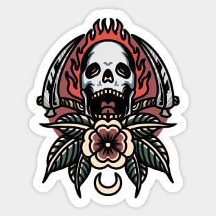 Raging Skull tattoo Sticker